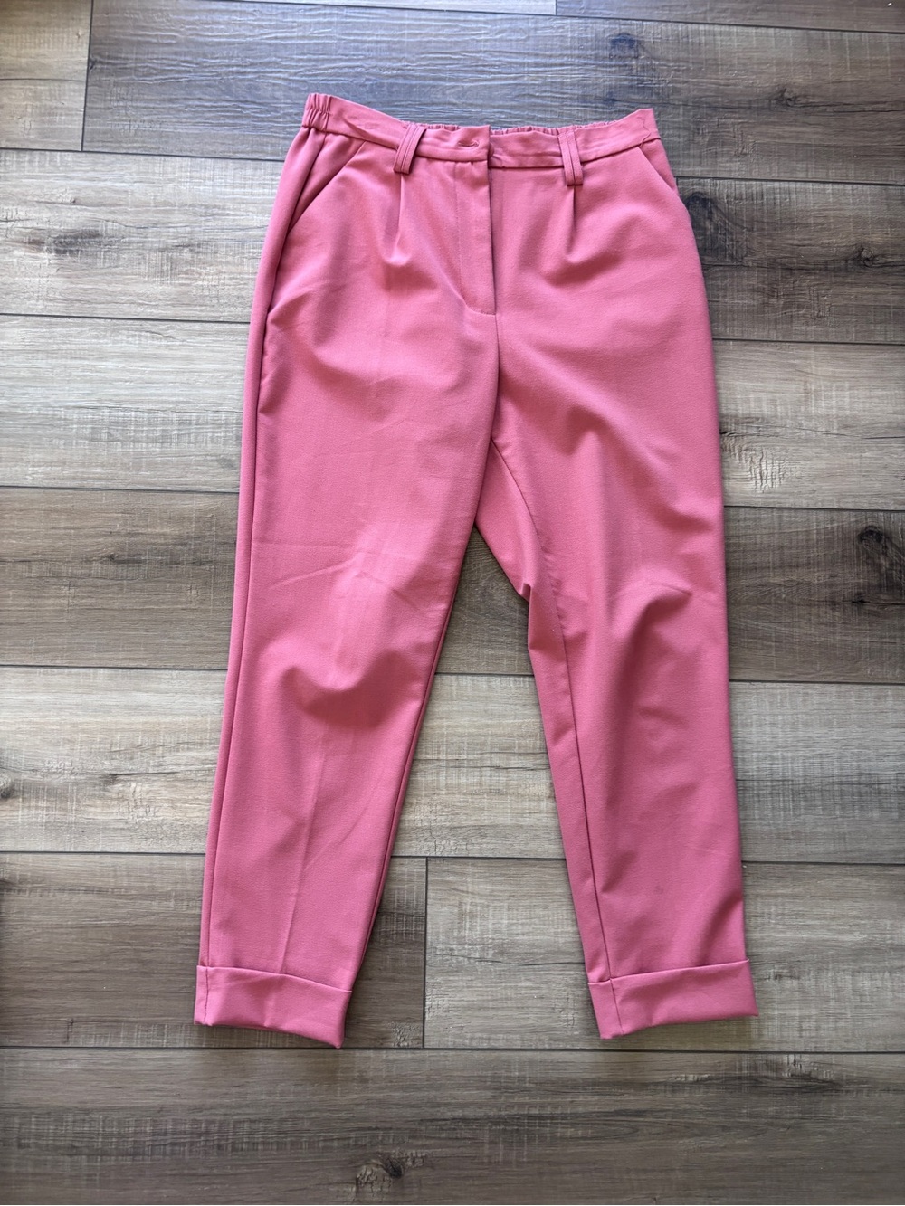 Jules & Leopold Coral Rose Pink Pleated Tapered Trousers